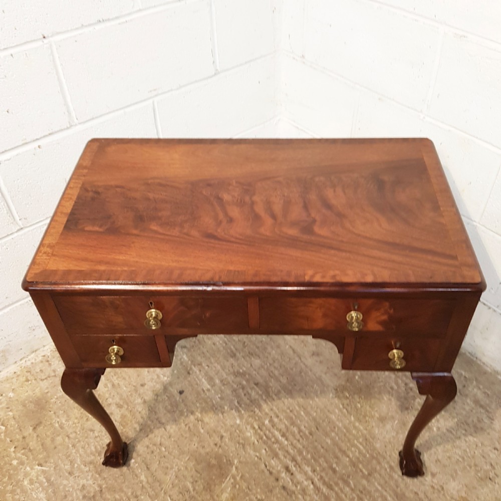 ANTIQUE FLAMED MAHOGANY LOWBOY DESK C1920 View V
