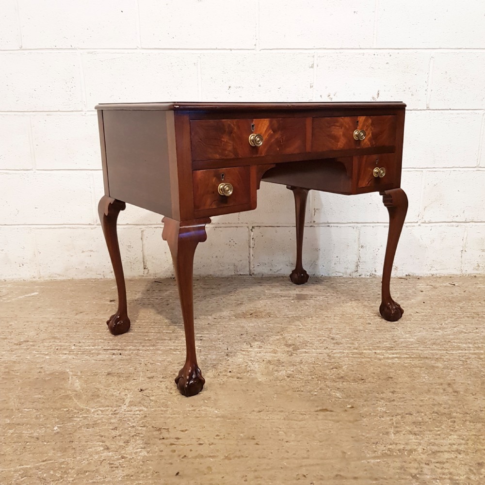 ANTIQUE FLAMED MAHOGANY LOWBOY DESK C1920 View VIII