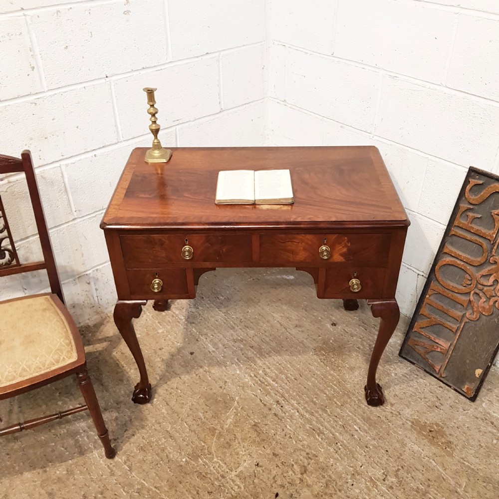 ANTIQUE FLAMED MAHOGANY LOWBOY DESK C1920 View IX