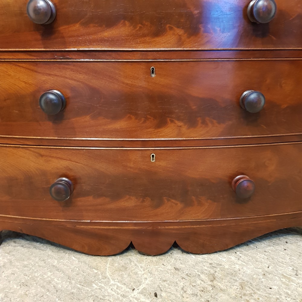 ANTIQUE VICTORIAN MAHOGANY BOW FRONT CHEST OF DRAWERS C1880 View IV