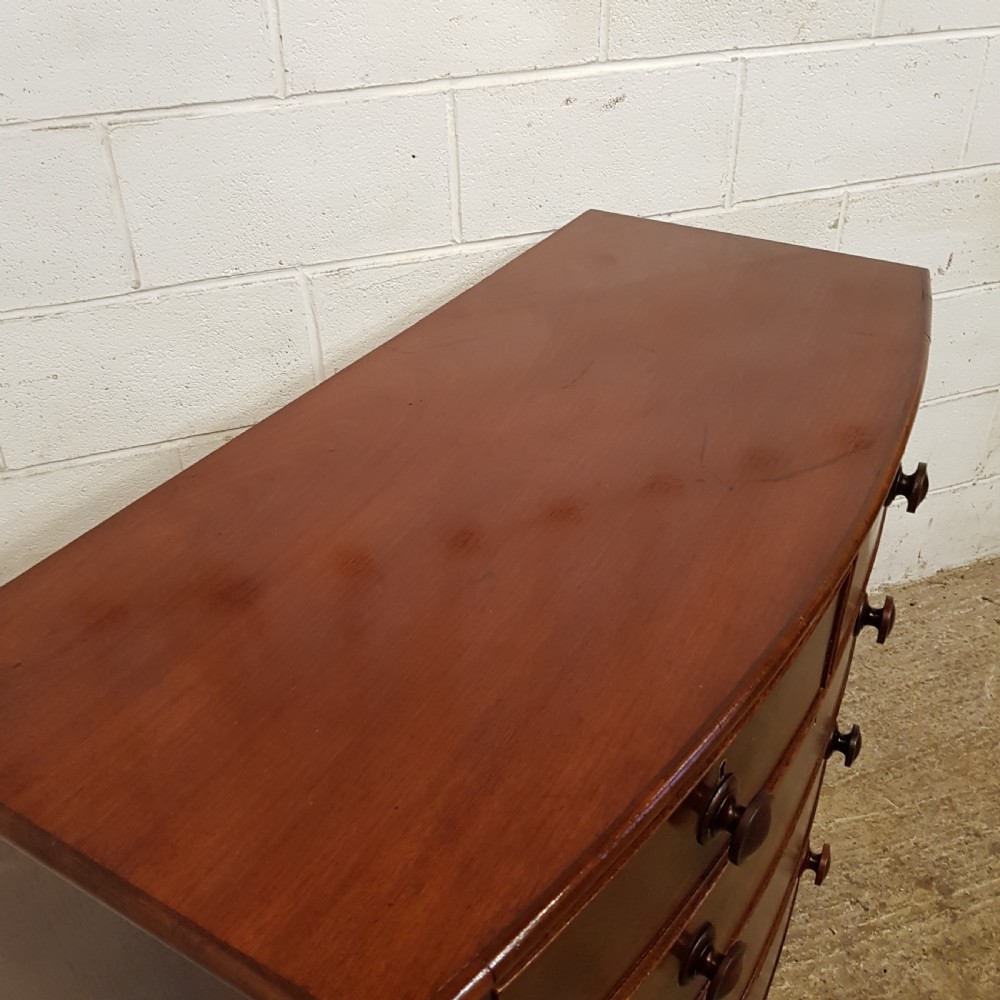 ANTIQUE VICTORIAN MAHOGANY BOW FRONT CHEST OF DRAWERS C1880 View VII