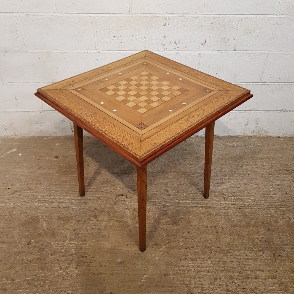 ANTIQUE ARTS & CRAFTS INLAID GAMES TABLE C1900 View VII