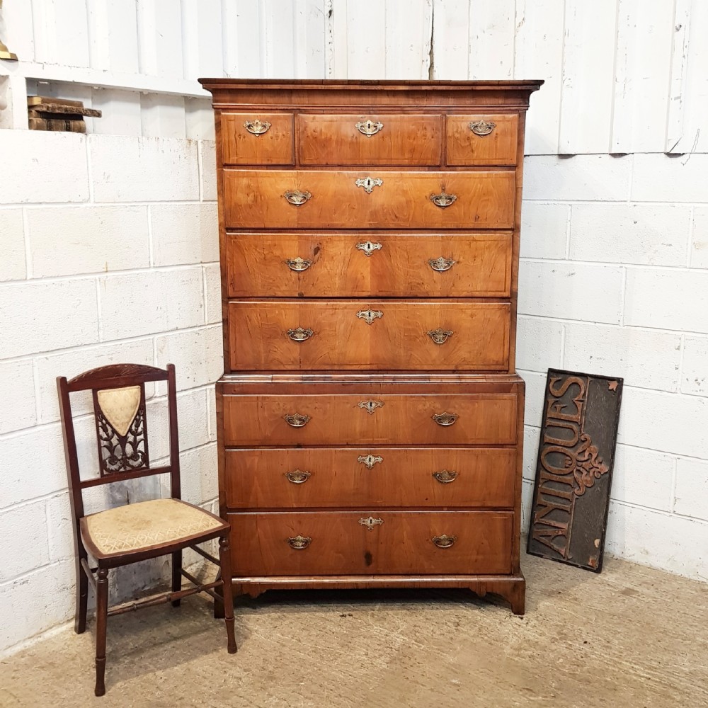 ANTIQUE 18TH CENTURY WALNUT CHEST ON CHEST OF DRAWERS C1780