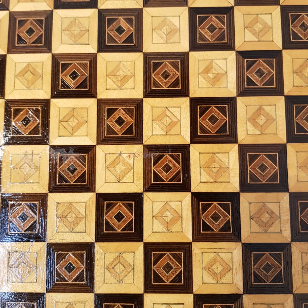 ANTIQUE 19TH CENTURY FRENCH PARQUETRY & INLAID FOLD OVER GAMES SIDE TABLE C1880 View IV