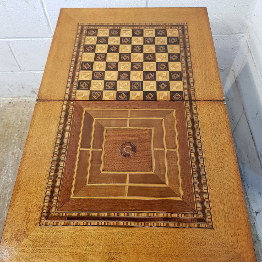 ANTIQUE 19TH CENTURY FRENCH PARQUETRY & INLAID FOLD OVER GAMES SIDE TABLE C1880 View VI