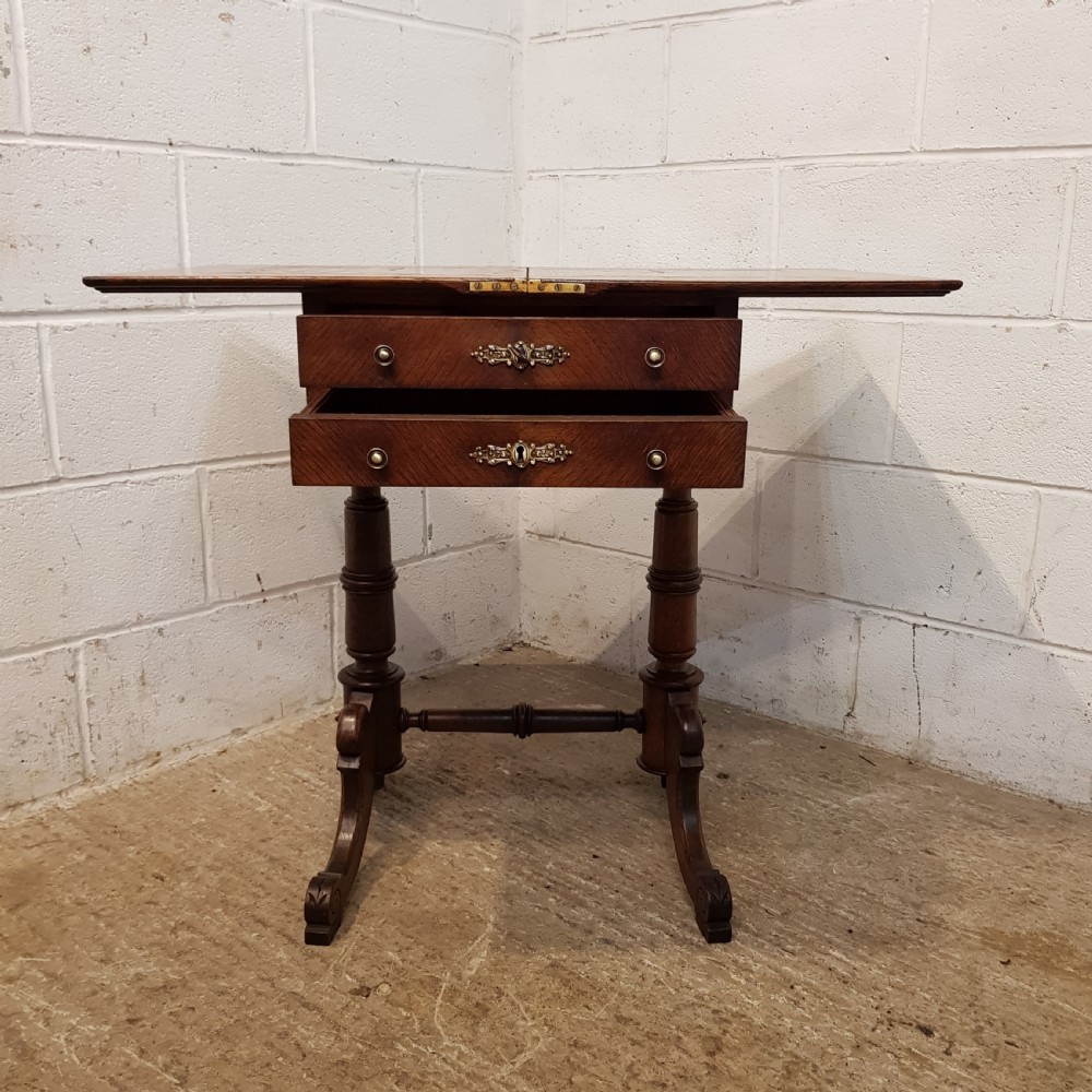 ANTIQUE 19TH CENTURY FRENCH PARQUETRY & INLAID FOLD OVER GAMES SIDE TABLE C1880 View VII