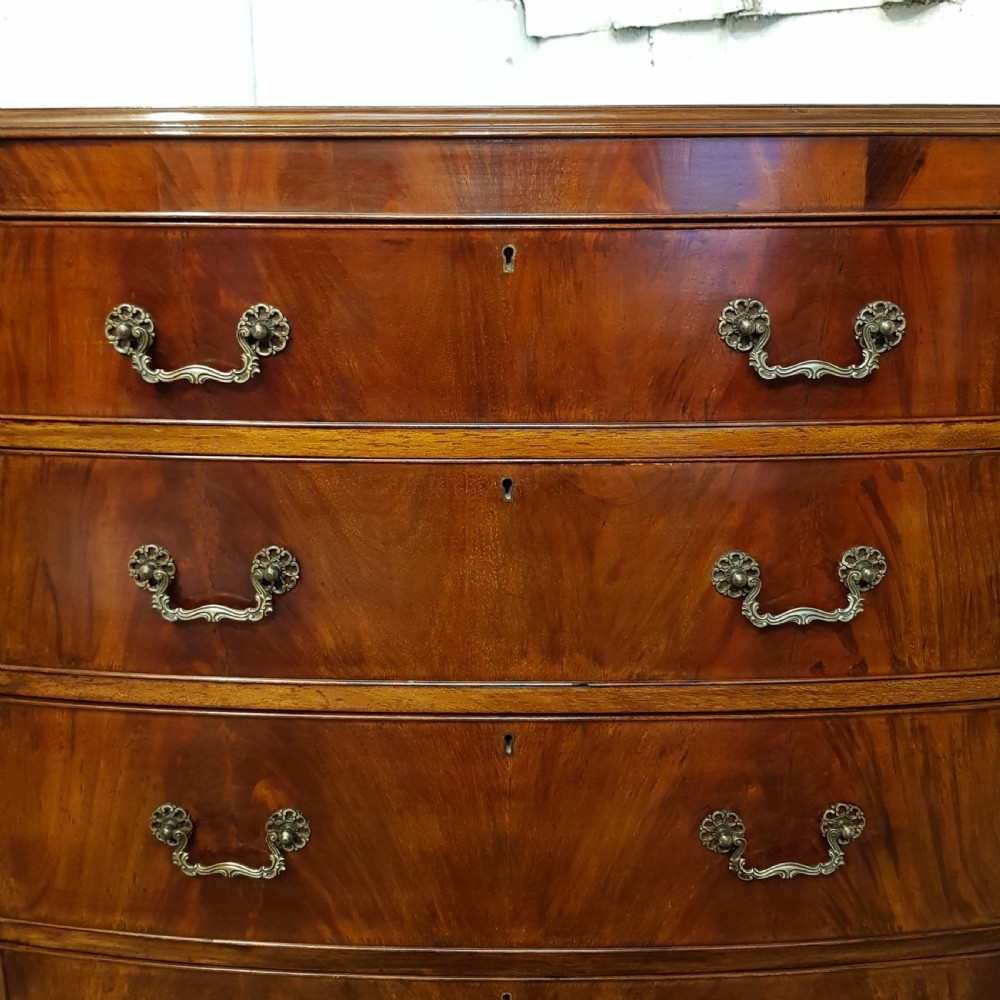 ANTIQUE EDWARDIAN MAHOGANY BOW FRONT TALL BOY CHEST OF DRAWERS C1900 View VI