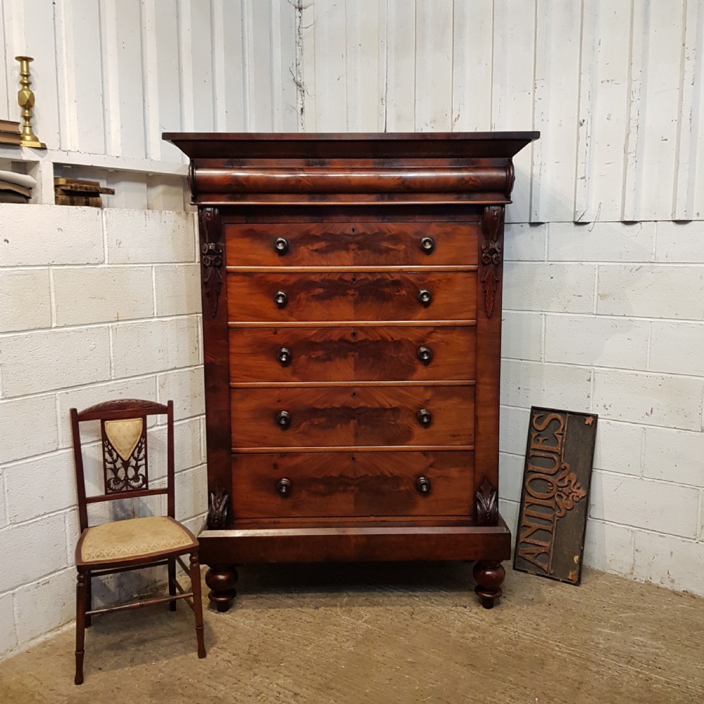 ANTIQUE VICTORIAN TALL MAHOGANY SCOTCH CHEST OF DRAWERS C1860