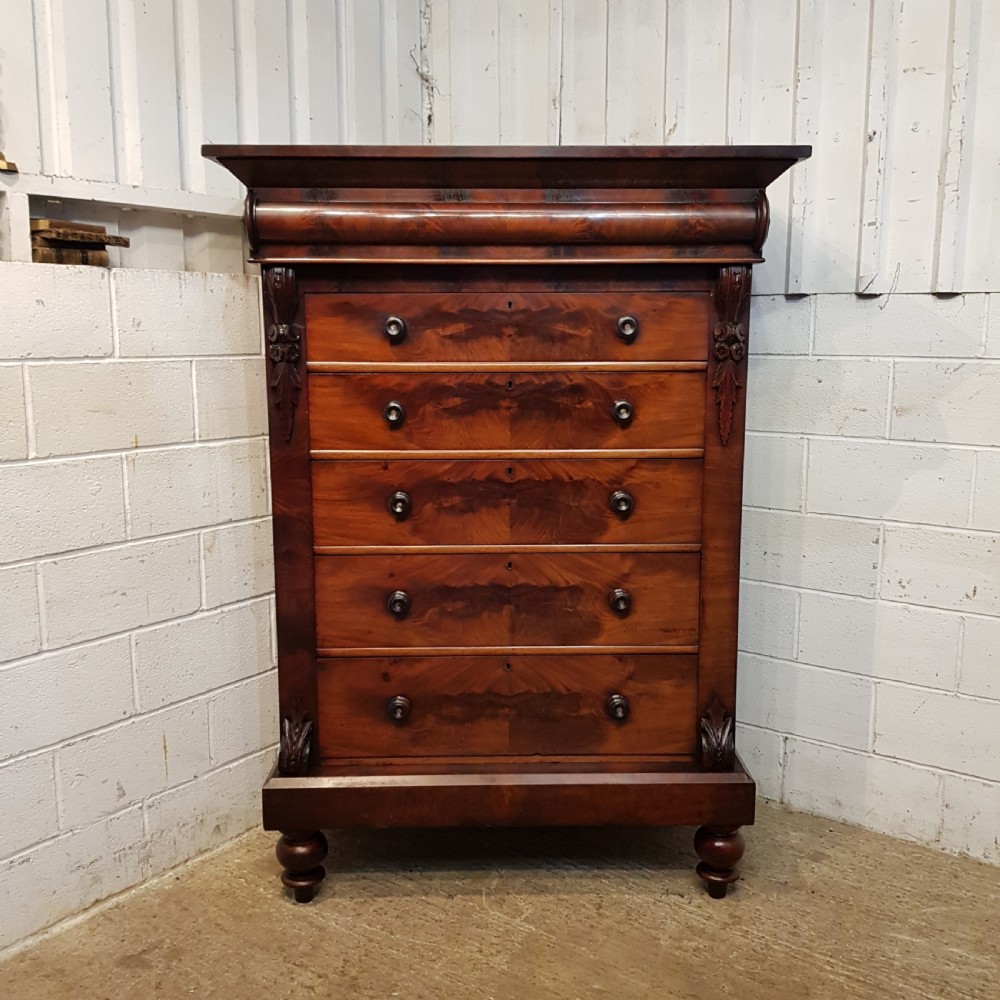 ANTIQUE VICTORIAN TALL MAHOGANY SCOTCH CHEST OF DRAWERS C1860 View II