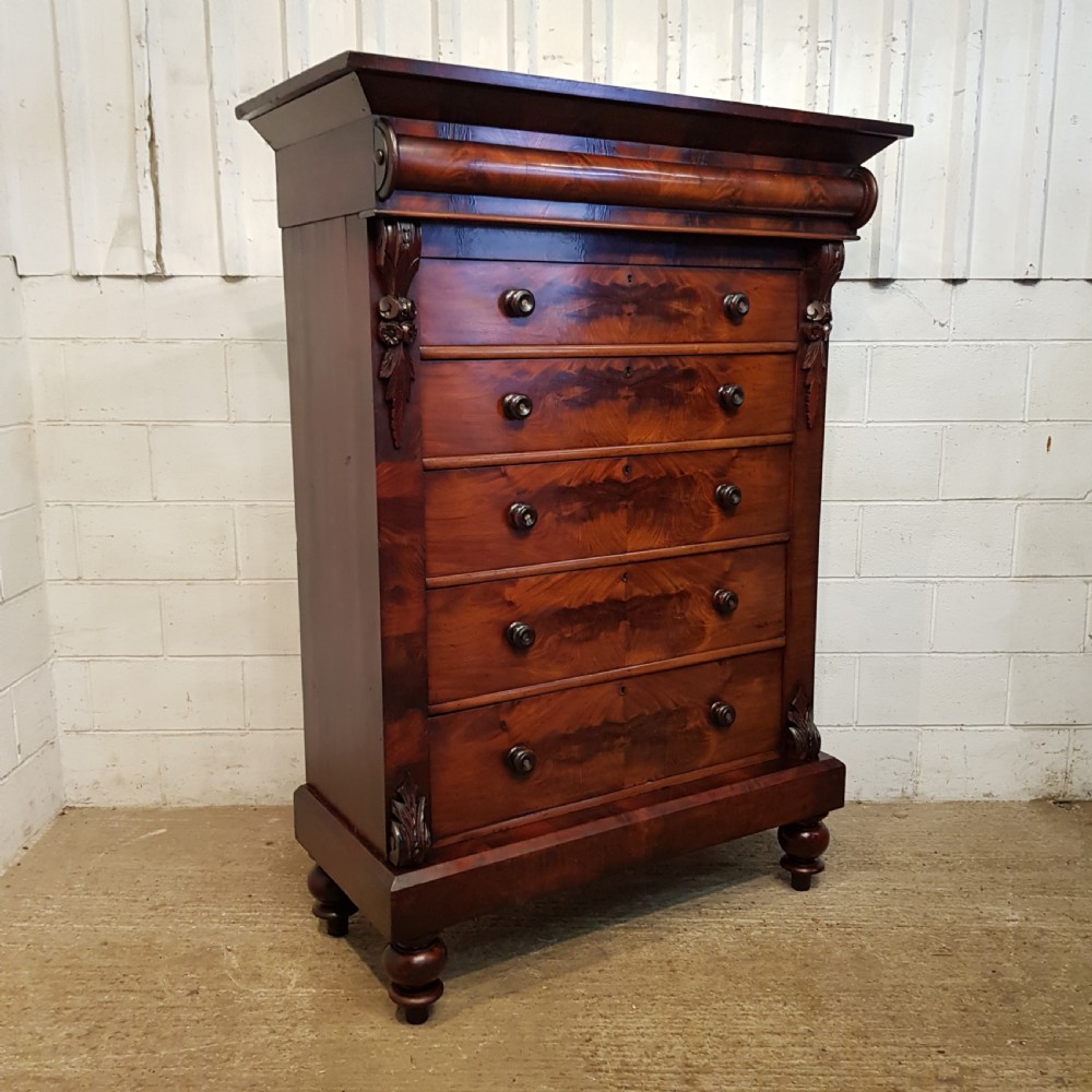 ANTIQUE VICTORIAN TALL MAHOGANY SCOTCH CHEST OF DRAWERS C1860 View IV