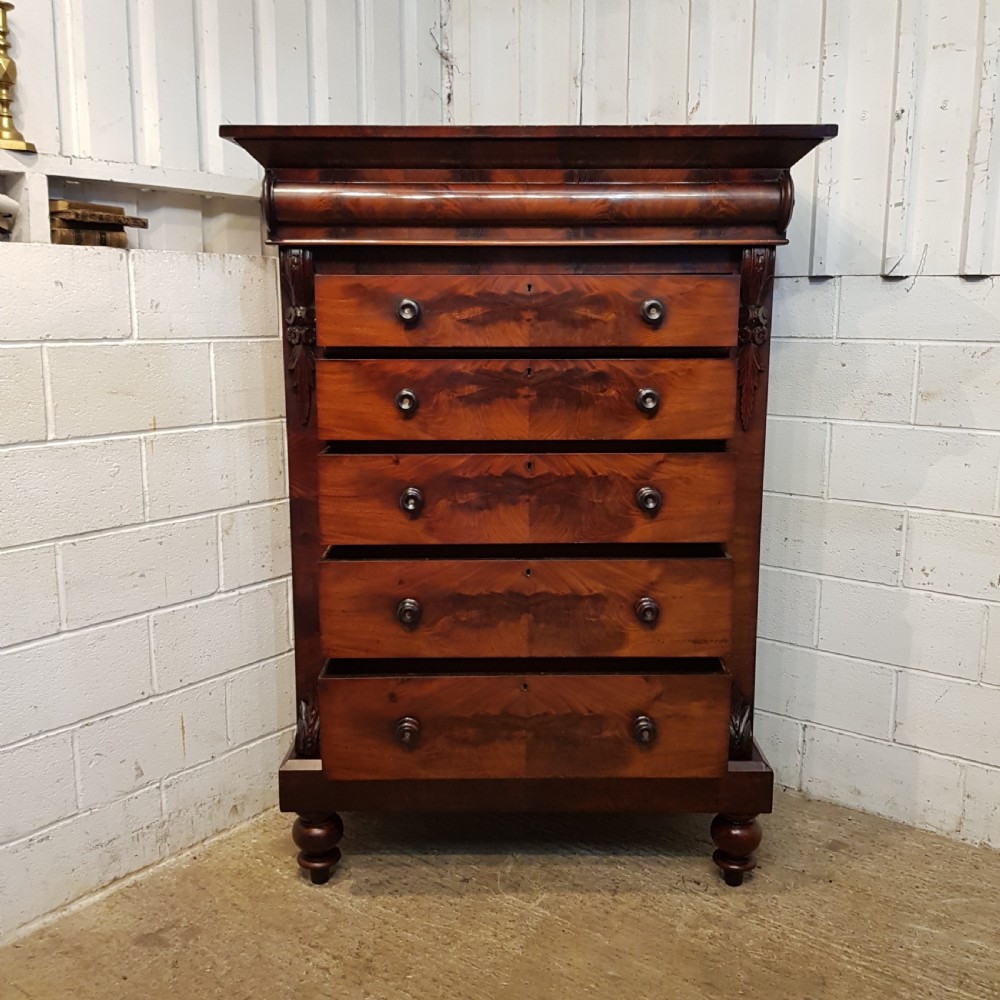ANTIQUE VICTORIAN TALL MAHOGANY SCOTCH CHEST OF DRAWERS C1860 View V