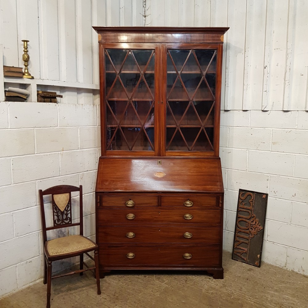 ANTIQUE 18TH CENTURY PERIOD MAHOGANY BUREAU BOOKCASE C1780