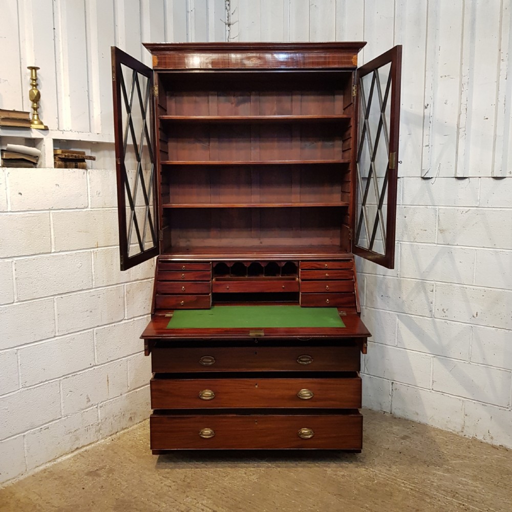 ANTIQUE 18TH CENTURY PERIOD MAHOGANY BUREAU BOOKCASE C1780 View VIII