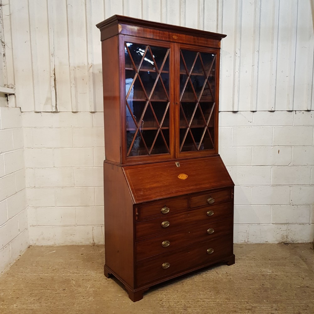 ANTIQUE 18TH CENTURY PERIOD MAHOGANY BUREAU BOOKCASE C1780 View IX