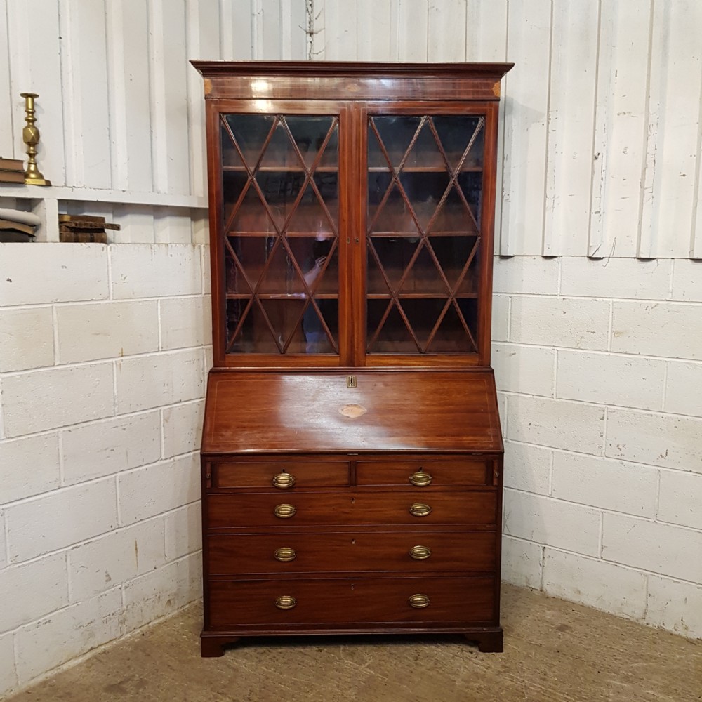 ANTIQUE 18TH CENTURY PERIOD MAHOGANY BUREAU BOOKCASE C1780 View X