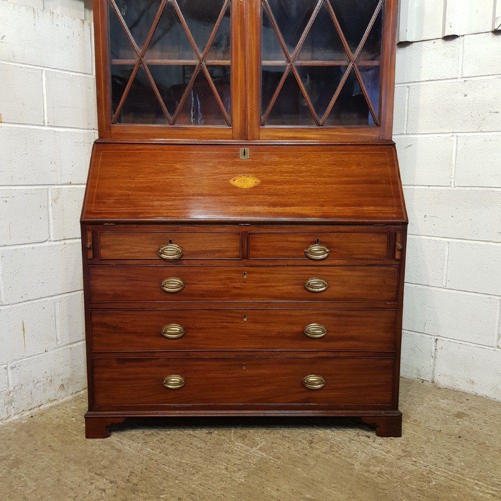ANTIQUE 18TH CENTURY PERIOD MAHOGANY BUREAU BOOKCASE C1780 View XI