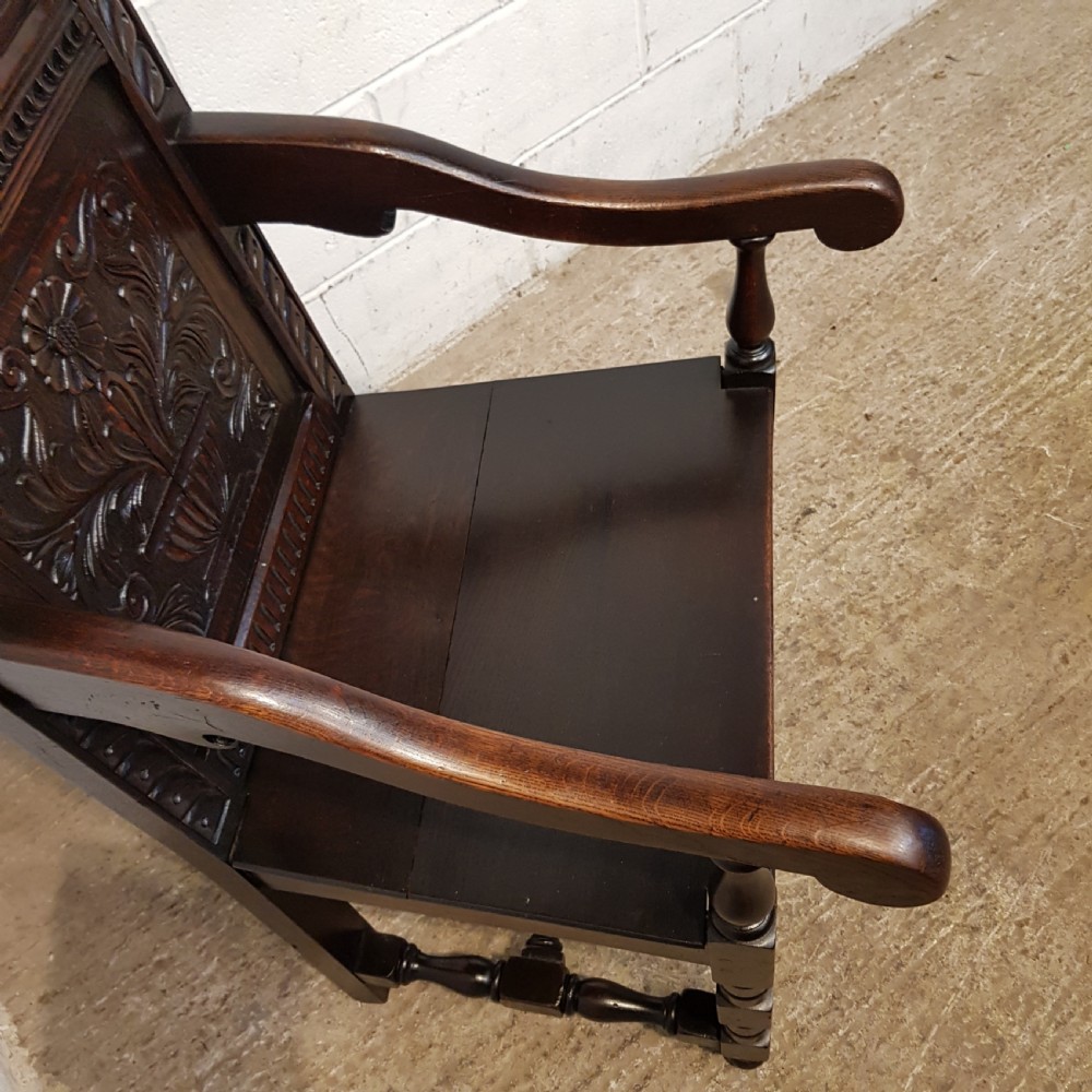 ANTIQUE VICTORIAN CARVED OAK WAINSCOT CHAIR C1860  View III