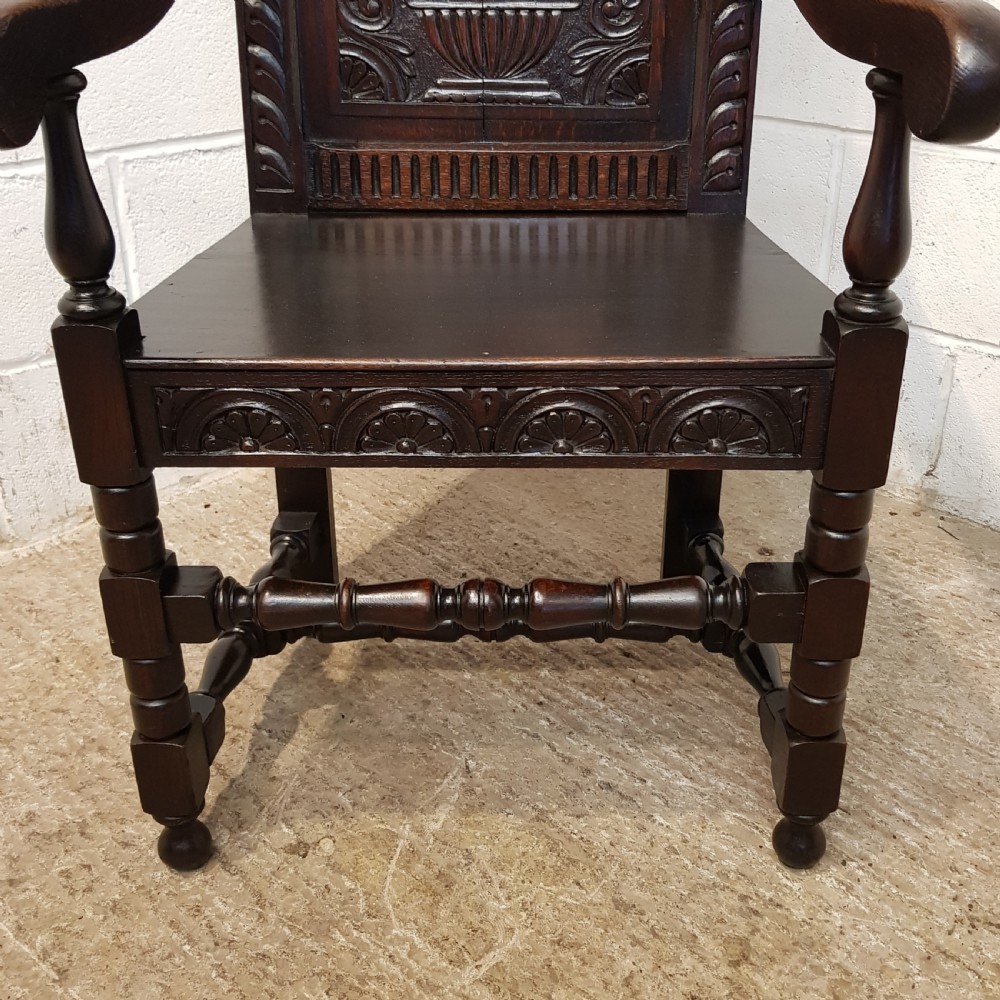 ANTIQUE VICTORIAN CARVED OAK WAINSCOT CHAIR C1860  View IV