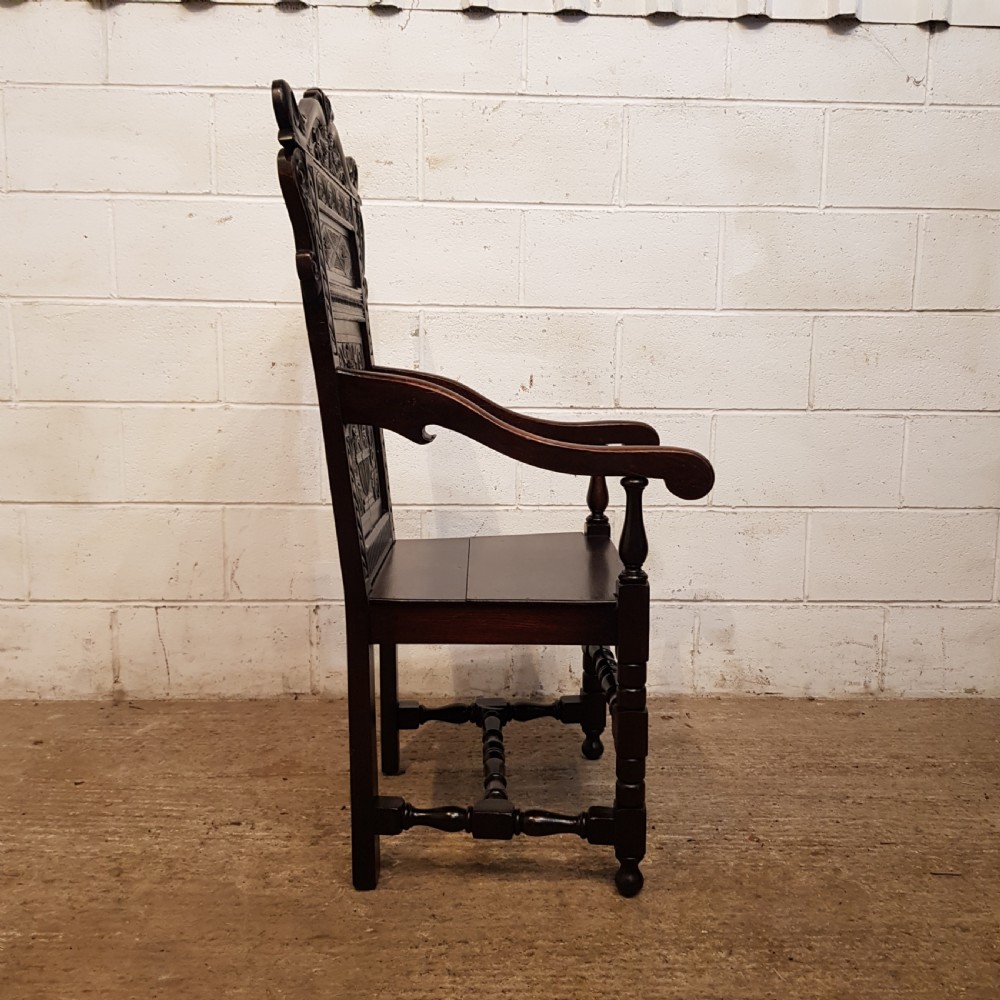 ANTIQUE VICTORIAN CARVED OAK WAINSCOT CHAIR C1860  View V
