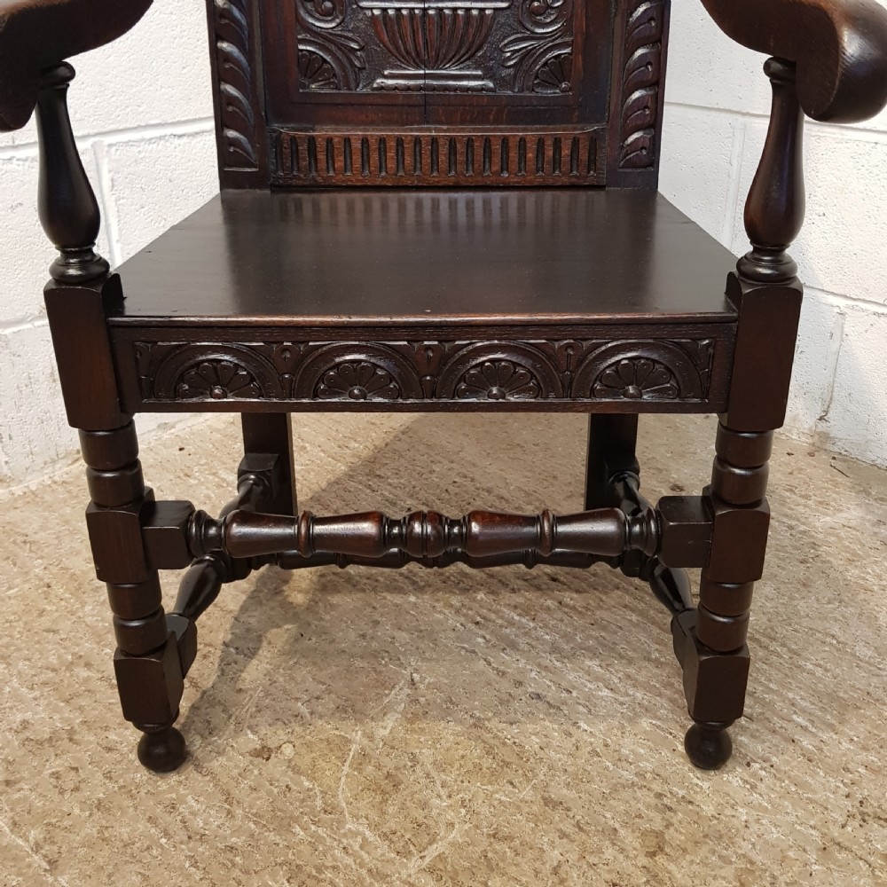 ANTIQUE VICTORIAN CARVED OAK WAINSCOT CHAIR C1860  View IX