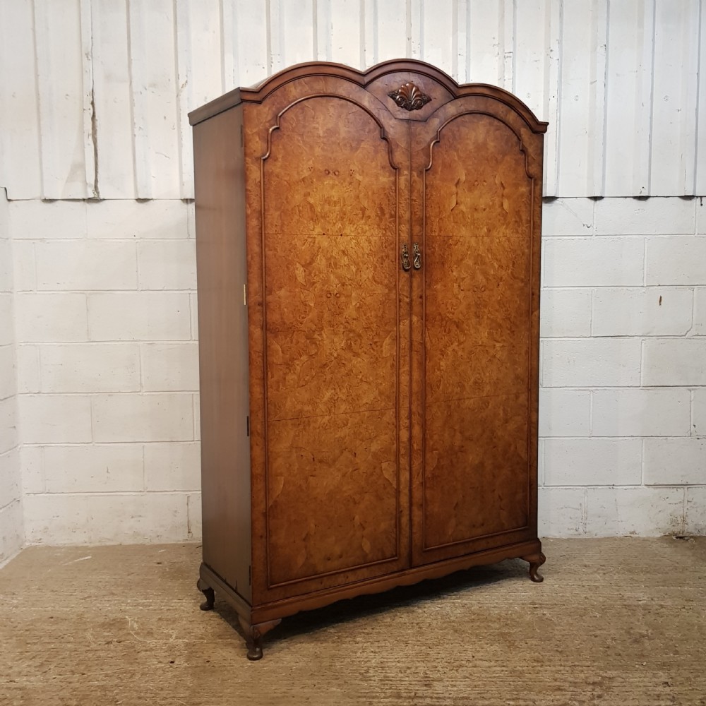ANTIQUE BURR WALNUT DOUBLE WARDROBE C1920 View II