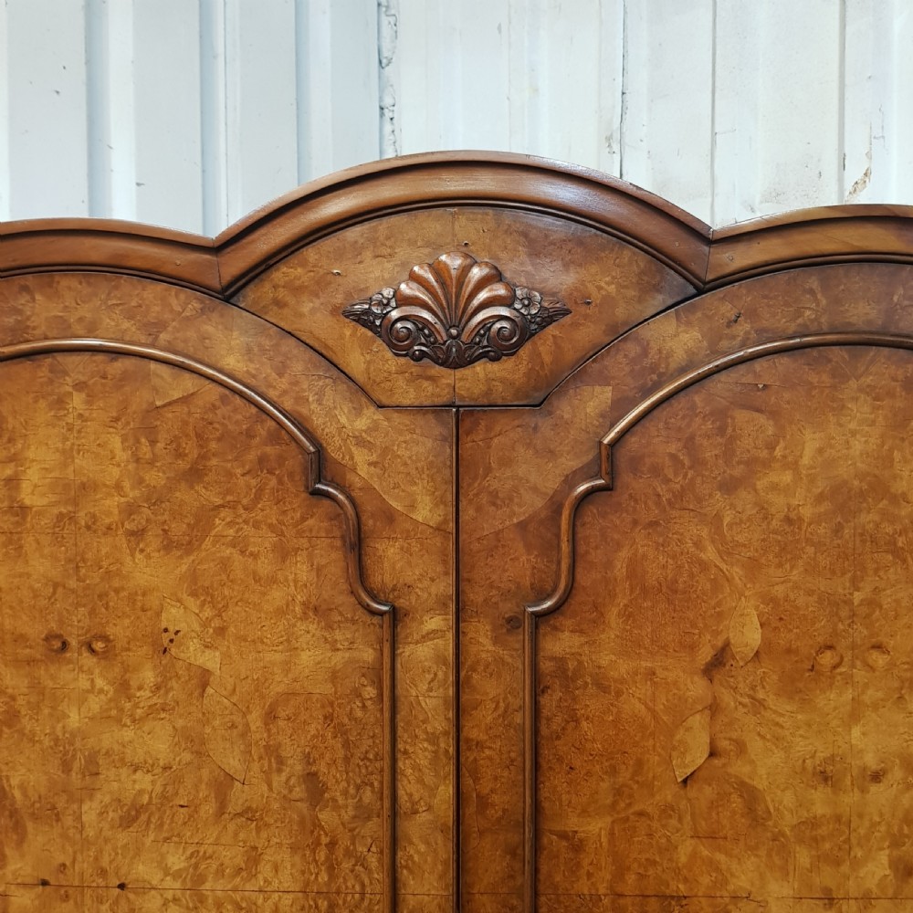 ANTIQUE BURR WALNUT DOUBLE WARDROBE C1920 View V