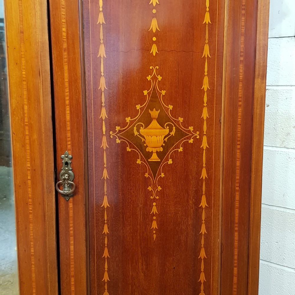 ANTIQUE EDWARDIAN INLAID MAHOGANY TRIPLE WARDROBE C1900 View III