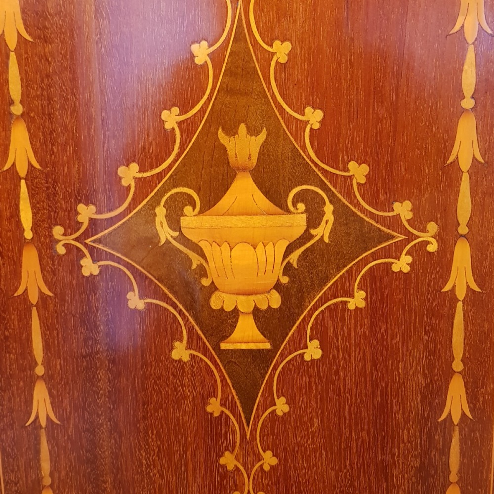 ANTIQUE EDWARDIAN INLAID MAHOGANY TRIPLE WARDROBE C1900 View IV