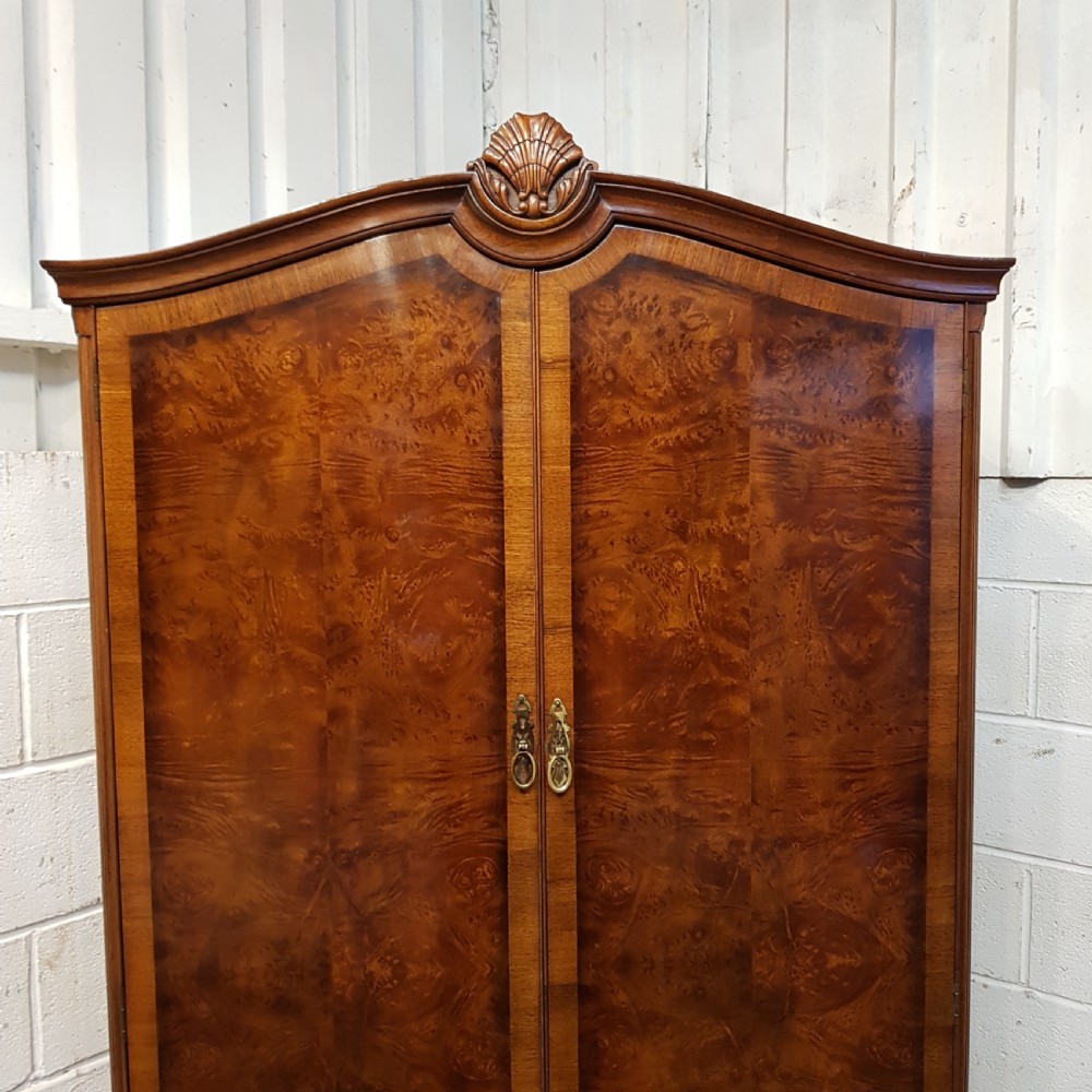ANTIQUE WARING & GILLOWS  BURR WALNUT QUEEN ANEE FITTED WARDROBE C1920 View V