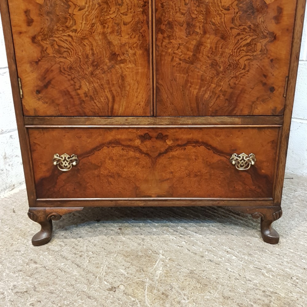 ANTIQUE BURR WALNUT TALL BOY CABINET C1920 View III