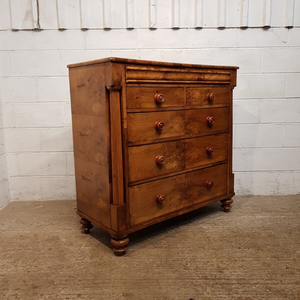 ANTIQUE VICTORIAN BURR WALNUT SCOTCH  CHEST OF DRAWERS C1880 View IV