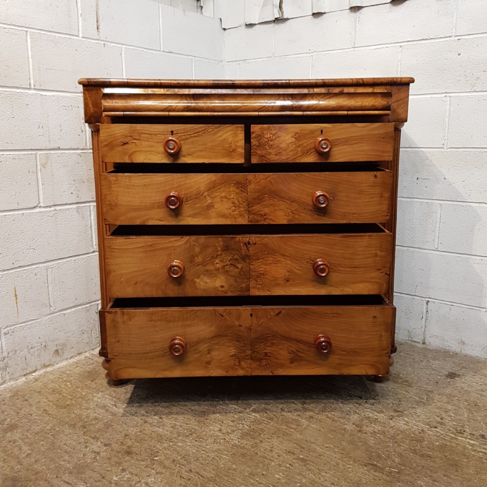 ANTIQUE VICTORIAN BURR WALNUT SCOTCH  CHEST OF DRAWERS C1880 View VI