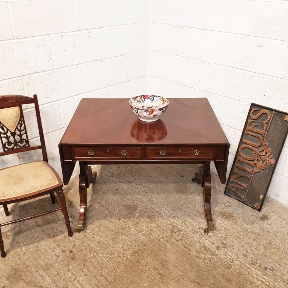 ANTIQUE REGENCY MAHOGANY DROP LEAF SOFA TABLE C1820 View IX