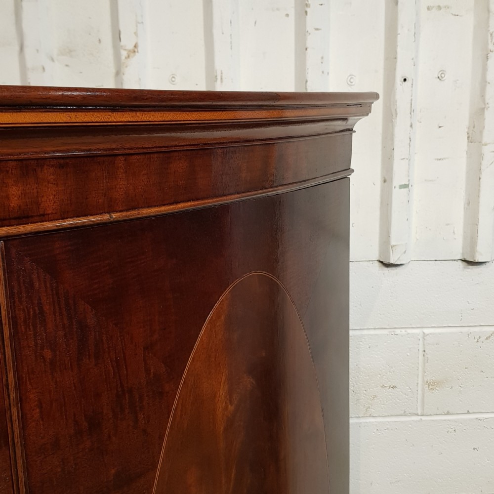 ANTIQUE LATE VICTORIAN BOW FROT MAHOGANY CLOTHES PRESS C1890 View V