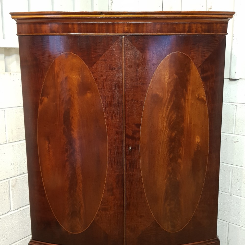 ANTIQUE LATE VICTORIAN BOW FROT MAHOGANY CLOTHES PRESS C1890 View VI