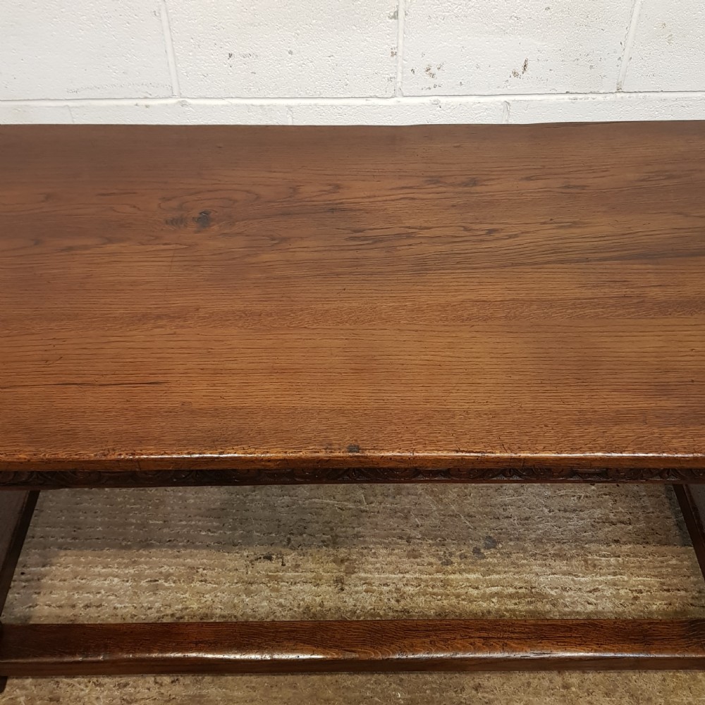 ANTIQUE CARVED OAK REFECTORY DINING TABLE C1920 View II