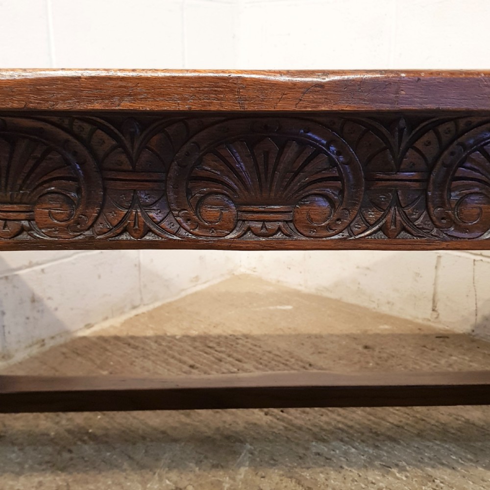 ANTIQUE CARVED OAK REFECTORY DINING TABLE C1920 View VI