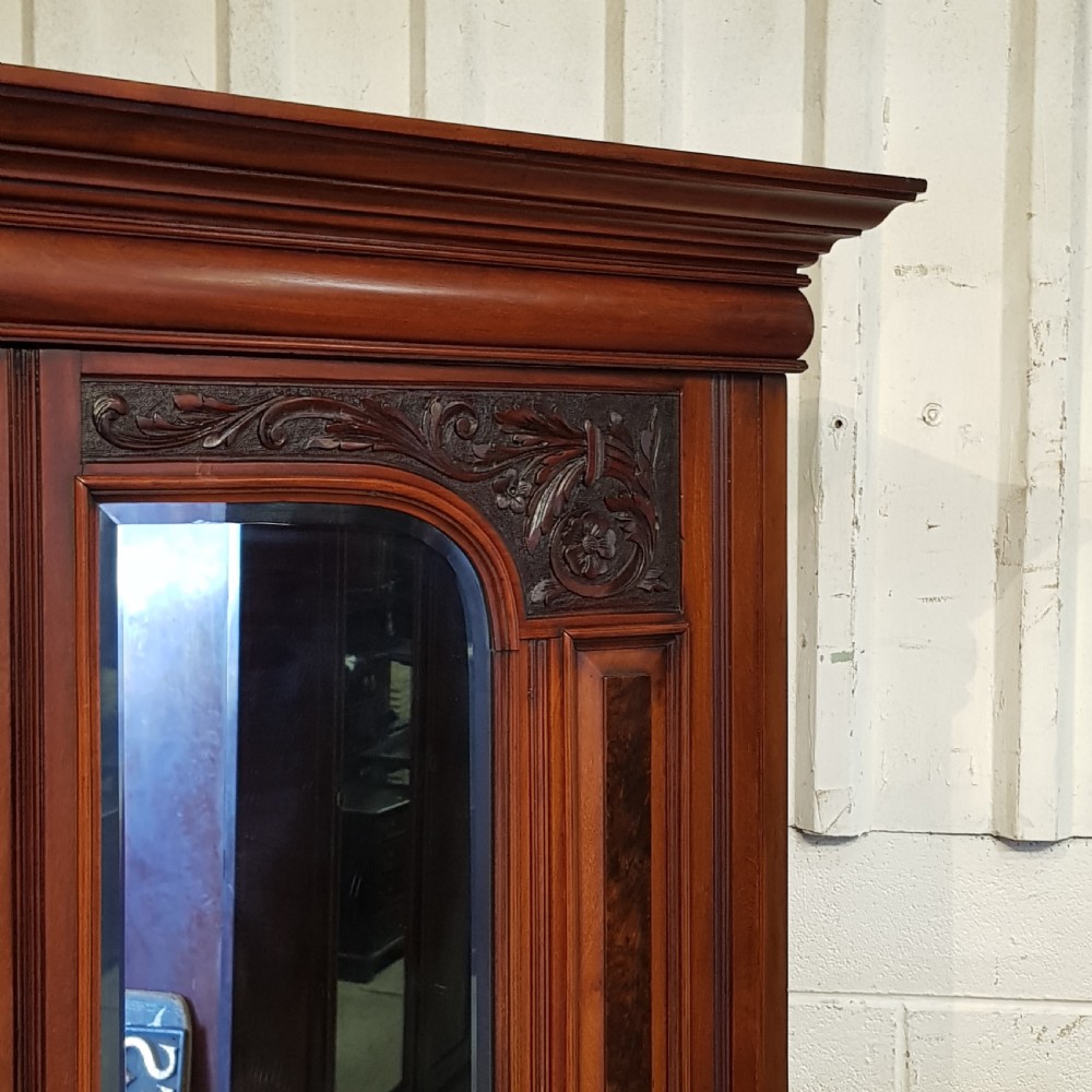 ANTIQUE ART NOUVEAU BURR WALNUT DOUBKE WARDROBE C1890 View VI