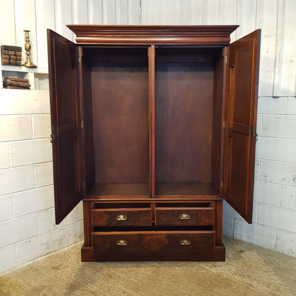 ANTIQUE ART NOUVEAU BURR WALNUT DOUBKE WARDROBE C1890 View VII