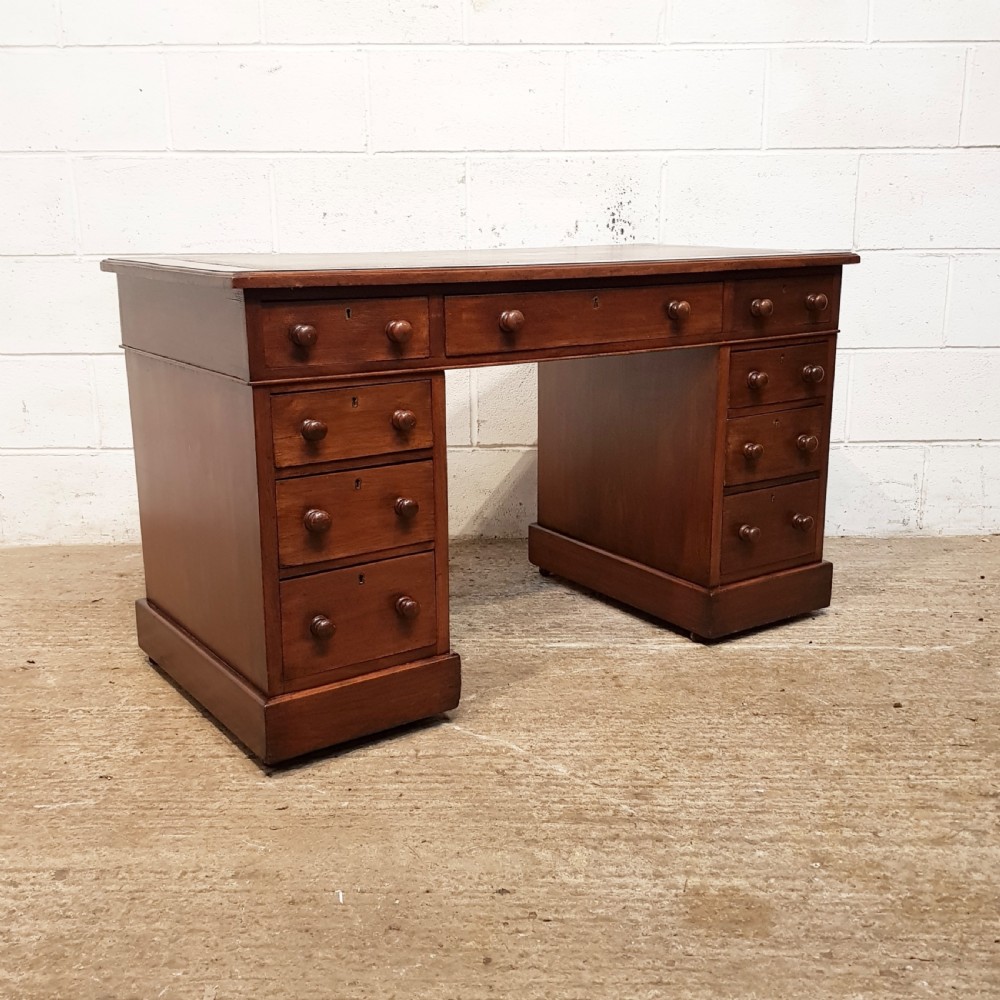ANTIQUE VICTORIAN MAHOGANY TWIN PEDESTAL DESK C1880 View IV