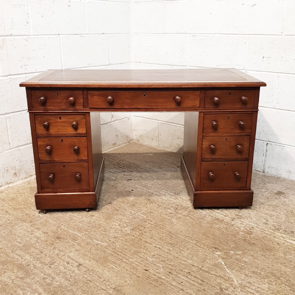 ANTIQUE VICTORIAN MAHOGANY TWIN PEDESTAL DESK C1880 View VI