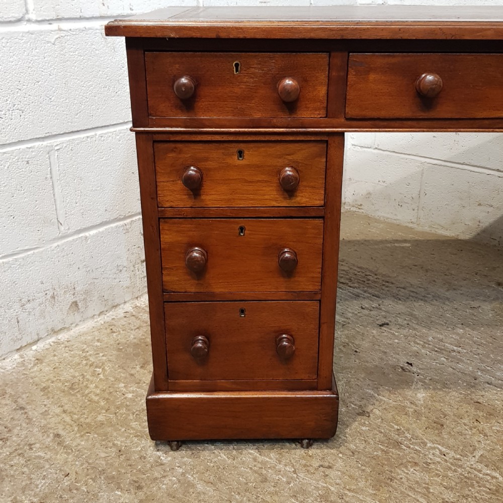 ANTIQUE VICTORIAN MAHOGANY TWIN PEDESTAL DESK C1880 View IX