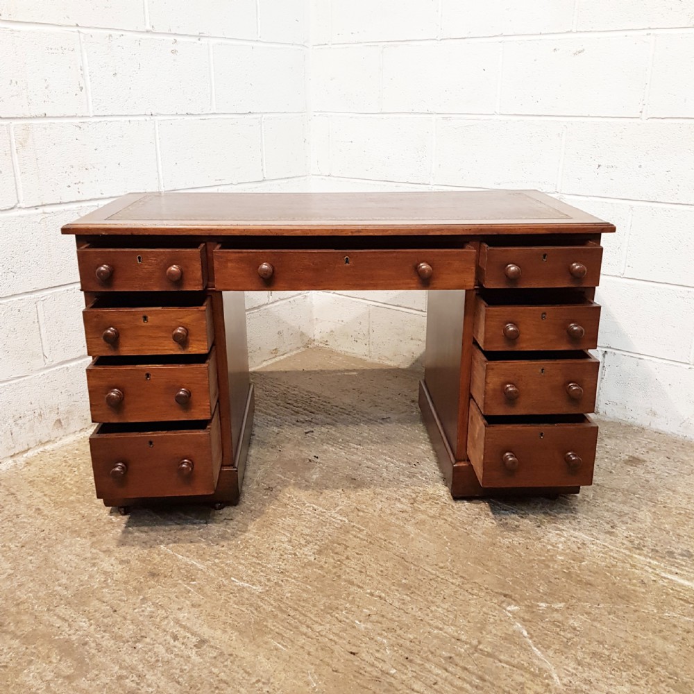 ANTIQUE VICTORIAN MAHOGANY TWIN PEDESTAL DESK C1880 View X