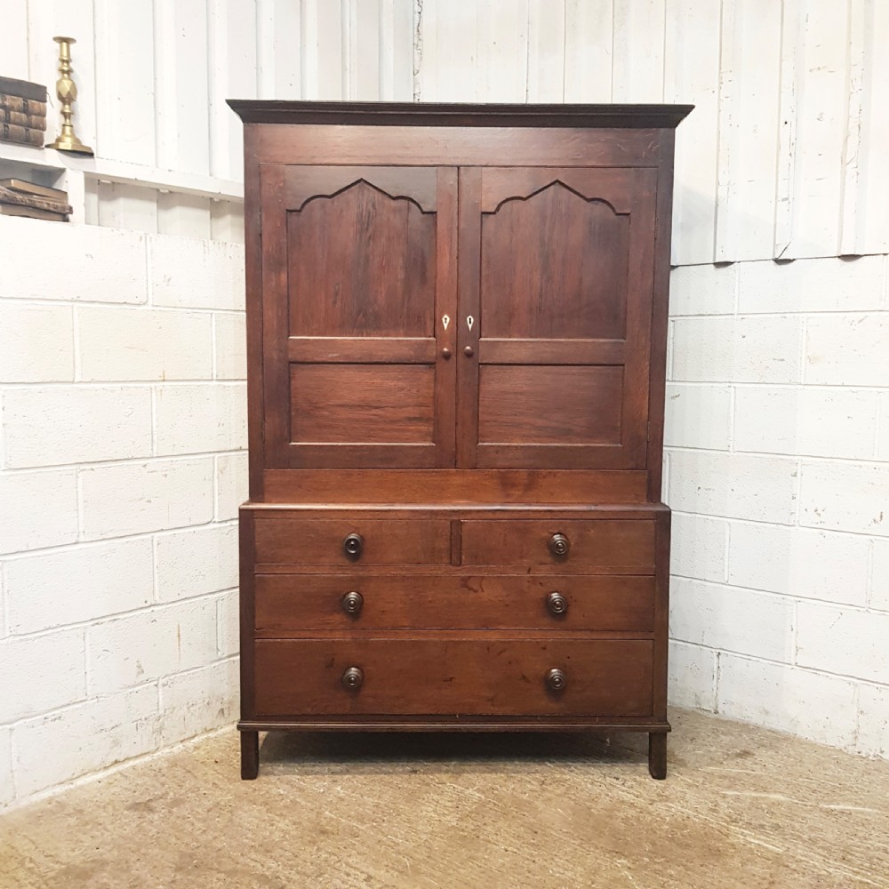 ANTIQUE 18th CENTURY COUNTRY JOINED OAK CLOTHES PRESS C1780 View VII