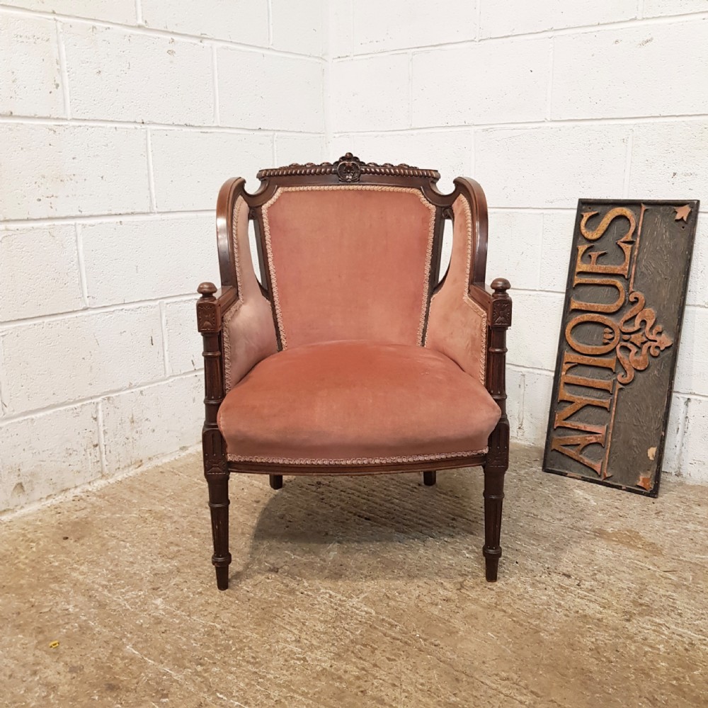 ANTIQUE VICTORIAN MAHOGANY SHOW FRAMED ARMCHAIR C1880