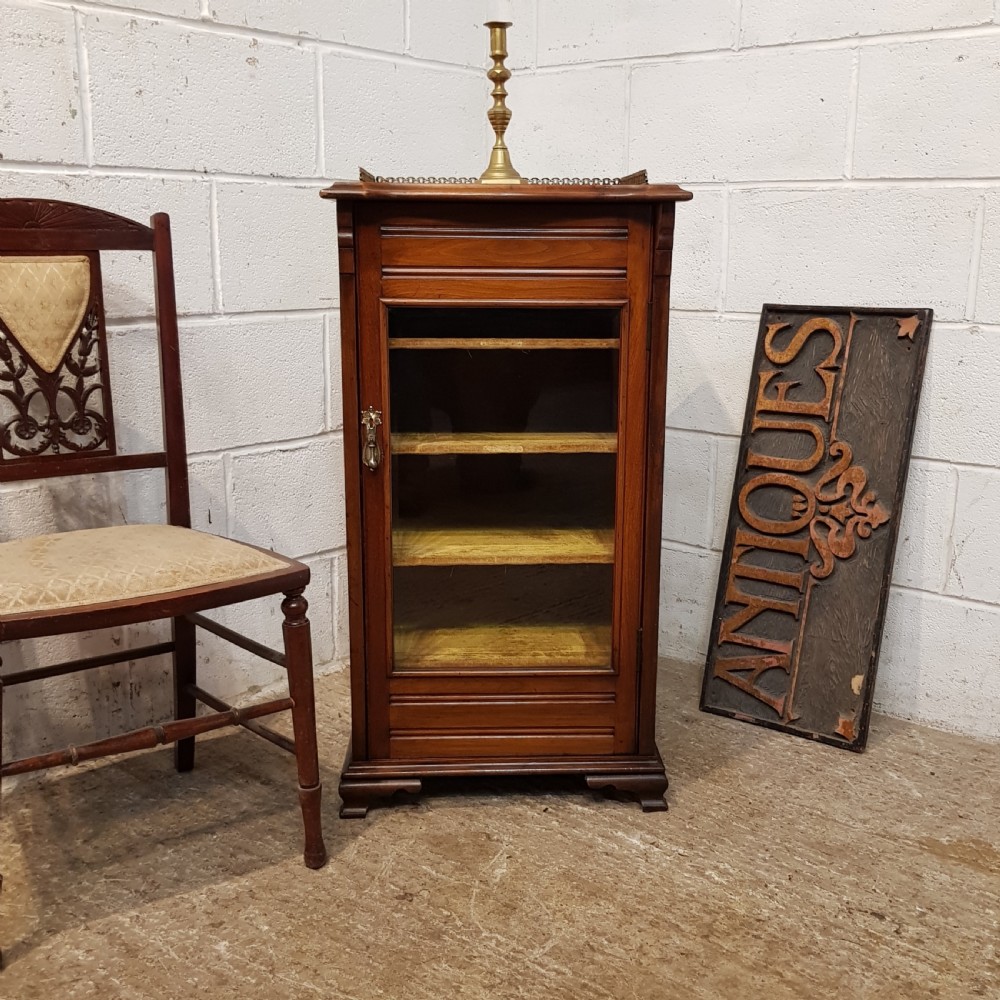 ANTIQUE LATE VICTORIAN WALNUT MUSIC CABINET C1890