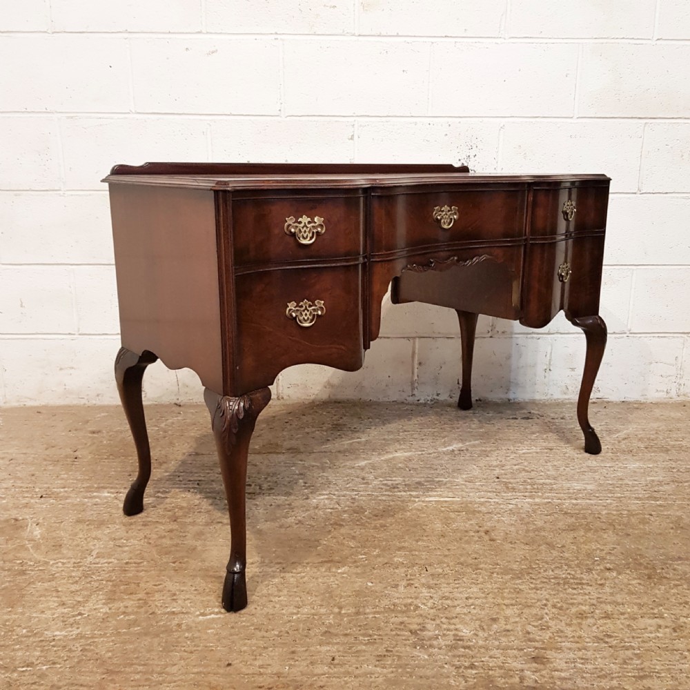 ANTIQUE BURR WALNUT SERPENTINE SHAPED DESK C1920 View II