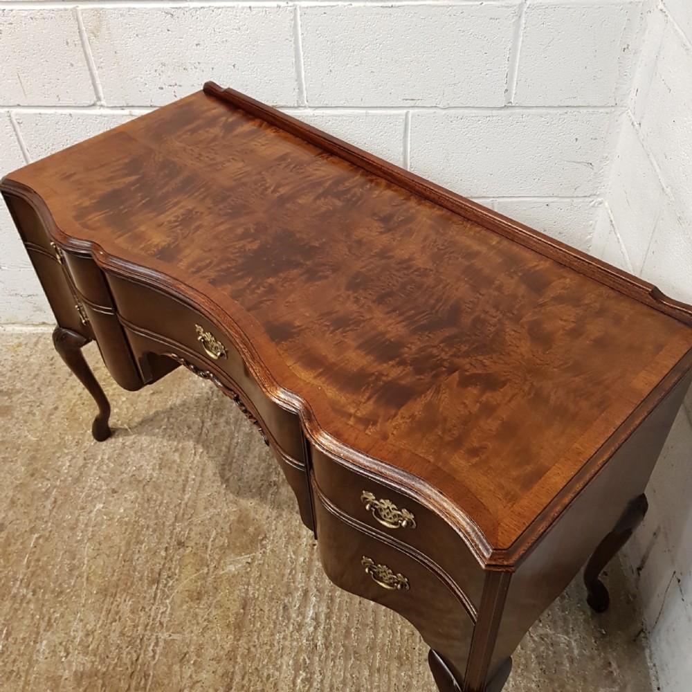 ANTIQUE BURR WALNUT SERPENTINE SHAPED DESK C1920 View III