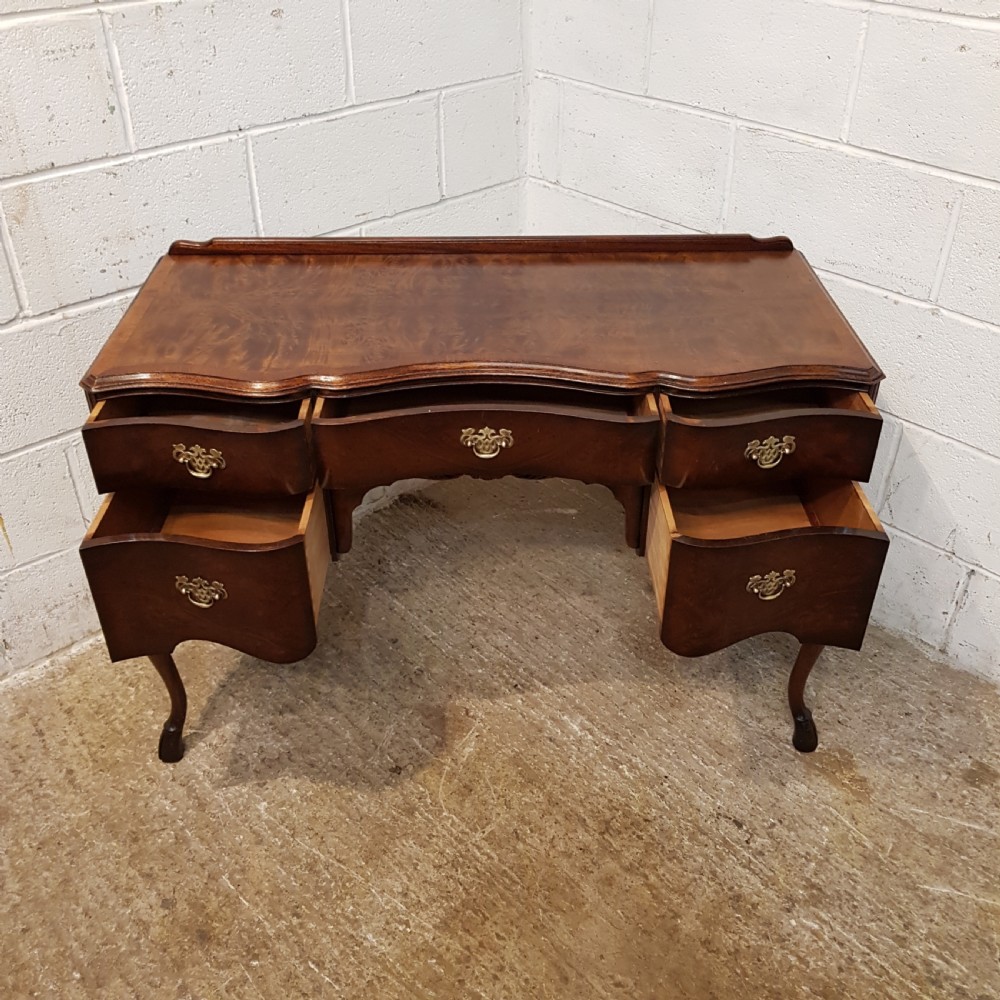 ANTIQUE BURR WALNUT SERPENTINE SHAPED DESK C1920 View IV