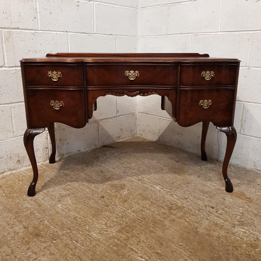 ANTIQUE BURR WALNUT SERPENTINE SHAPED DESK C1920 View V